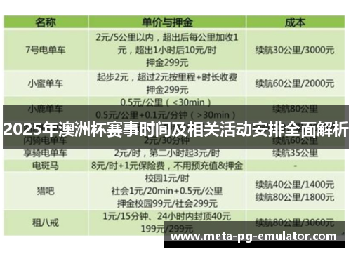 2025年澳洲杯赛事时间及相关活动安排全面解析 2025年澳洲杯赛事时间及相关活动安排全面解析